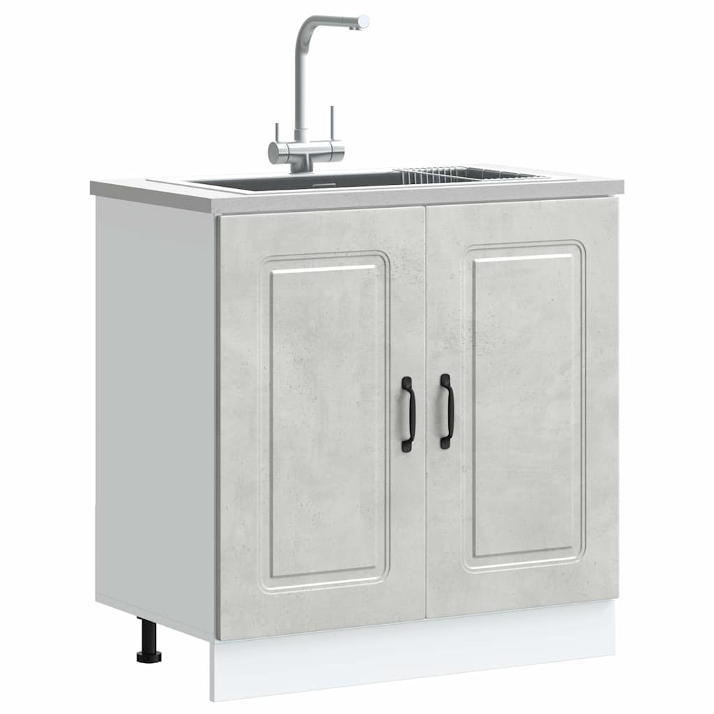 Mobile base lavello-Armadietto da bagno Kalmar Grigio Cemento 80x46x81,5 cm