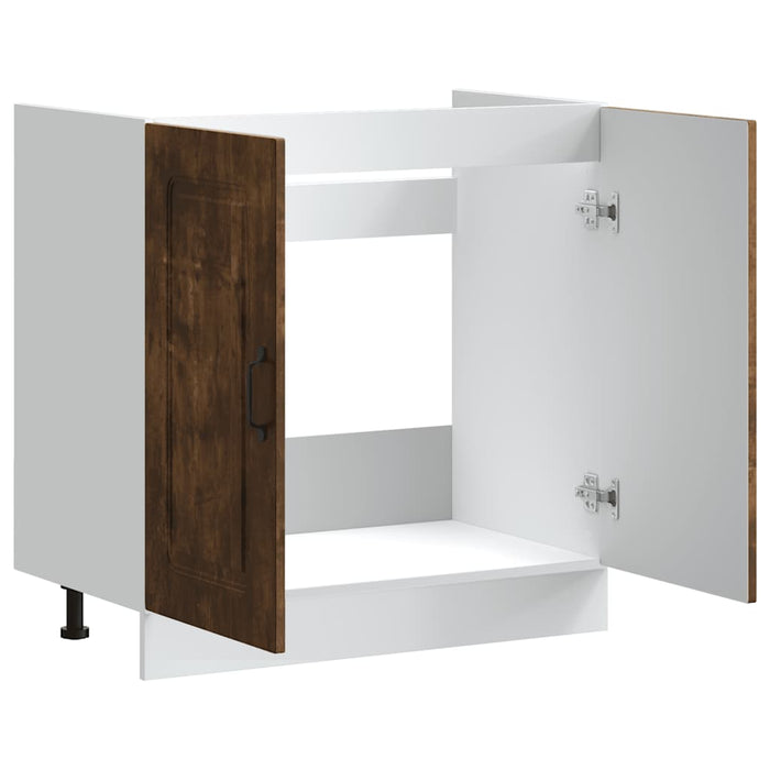 Mobile base lavello-Armadietto da bagno Kalmar Rovere Fumo 80x46x81,5 cm Truciolato