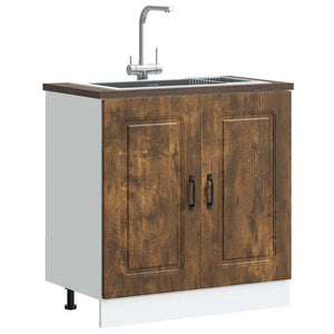 Mobile base lavello-Armadietto da bagno Kalmar Rovere Fumo 80x46x81,5 cm Truciolato