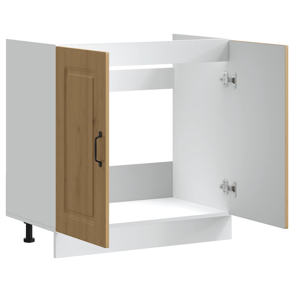 Mobile base lavello-Armadietto da bagno Kalmar Rovere Artigianale 80x46x81,5 cm