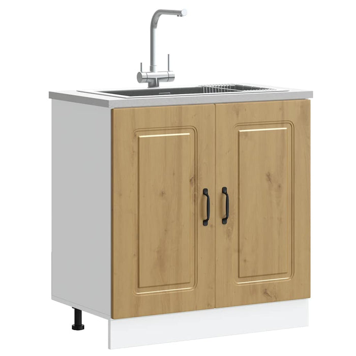 Mobile base lavello-Armadietto da bagno Kalmar Rovere Artigianale 80x46x81,5 cm