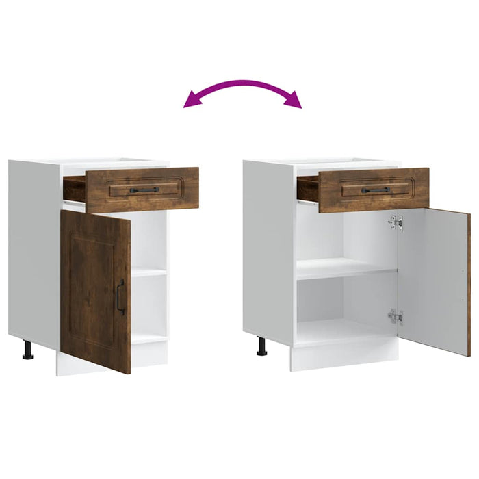 Base da Cucina-Mobile Base da Cucina Kalmar Rovere Fumo in Legno Multistrato 124921