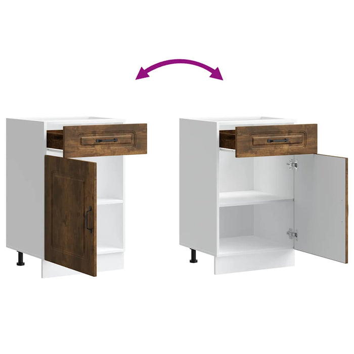 Base da Cucina Kalmar Rovere Fumo in Legno Multistrato 853482