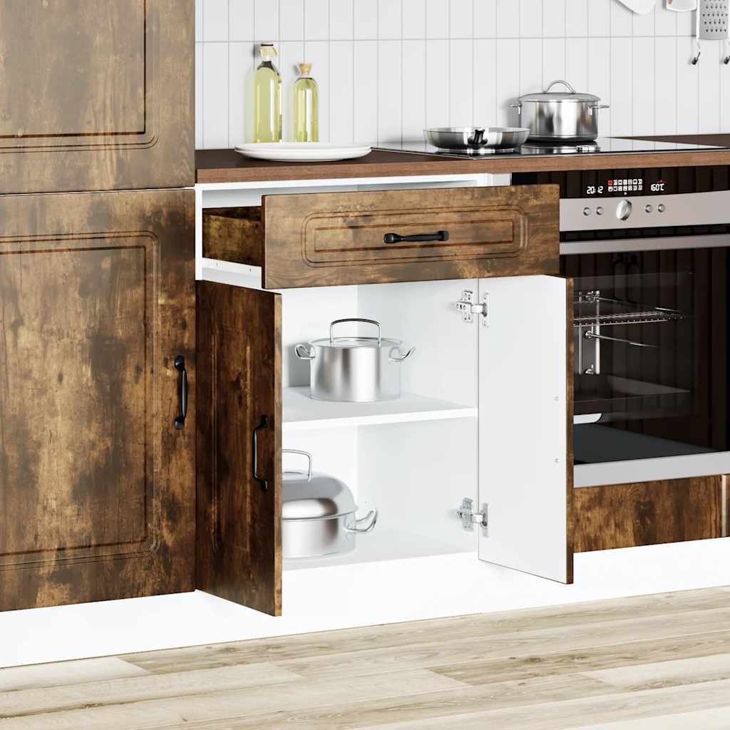 Base da Cucina Kalmar Rovere Fumo in Legno Multistrato 853492