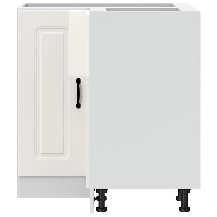 Mobile Base ad Angolo Cucina-Base ad Angolo Cucina Kalmar Bianco Lucido in Truciolato