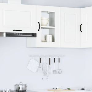 Pensile da Cucina con Porta in Vetro-Mobile Cucina da Parete Kalmar Bianco Truciolato 571494