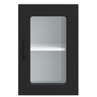 Pensile da Cucina con Porta in Vetro-Mobile Cucina da Parete Kalmar Nero Truciolato 673676