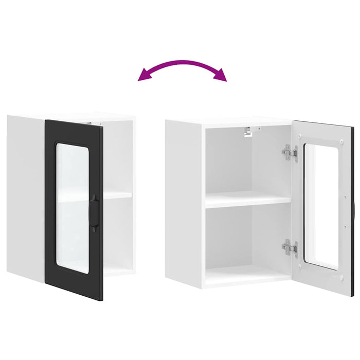 Pensile da Cucina con Porta in Vetro-Mobile Cucina da Parete Kalmar Nero Truciolato 673676