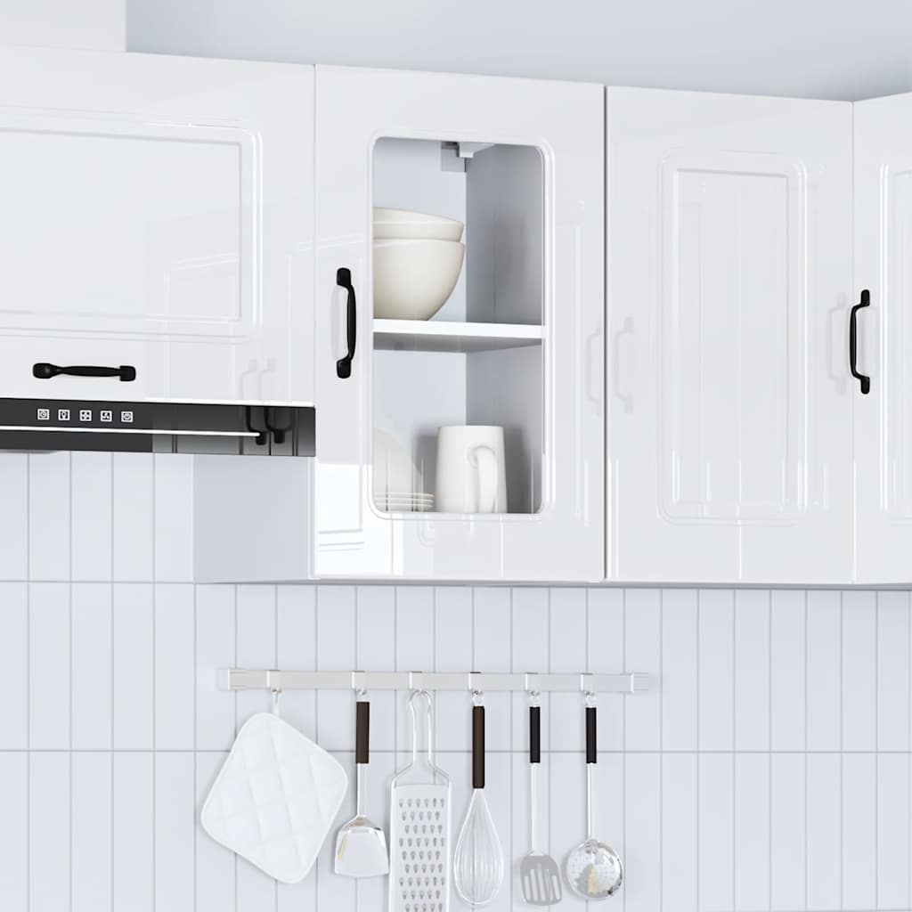 Pensile da Cucina con Porta in Vetro Kalmar Bianco Lucido 853529