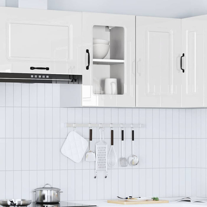 Pensile da Cucina con Porta in Vetro Kalmar Bianco Lucido 853529