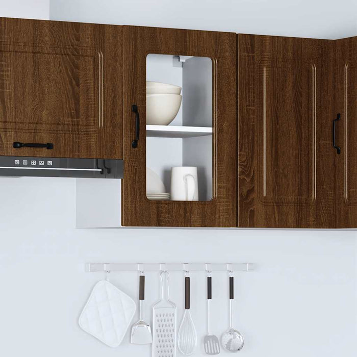 Pensile da Cucina con Porta in Vetro Kalmar Rovere Marrone 853534
