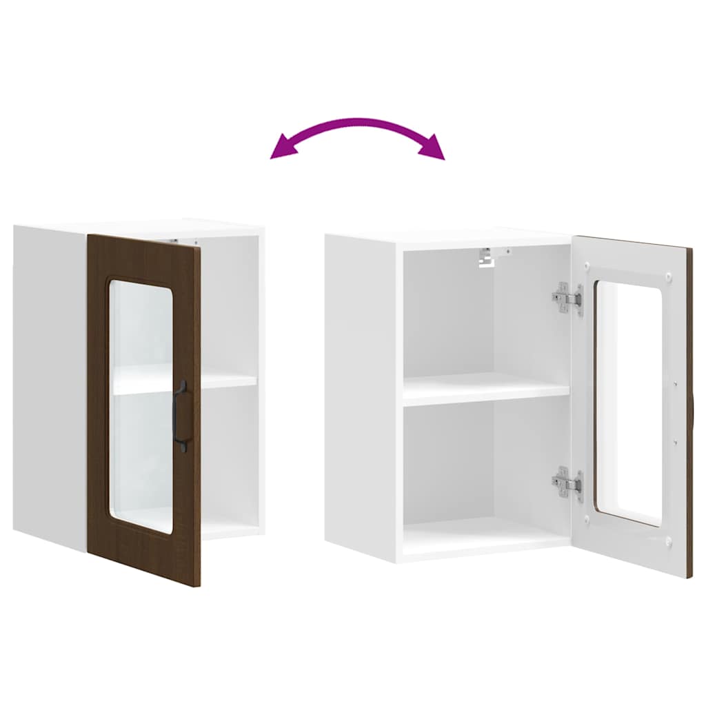 Pensile da Cucina con Porta in Vetro Kalmar Rovere Marrone 853534