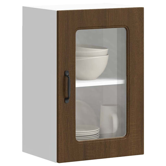 Pensile da Cucina con Porta in Vetro Kalmar Rovere Marrone 853534