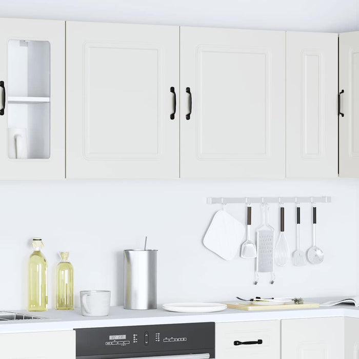 Pensili da Cucina 2 pz-Mobile Cucina da Parete Kalmar Bianco in Legno Multistrato