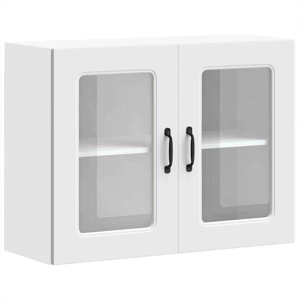 Pensile da Cucina con Porta in Vetro Kalmar Bianco Truciolato 853607