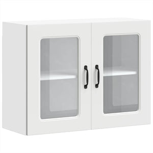 Pensile da Cucina con Porta in Vetro-Mobile Cucina da Parete Kalmar Bianco Truciolato 600945