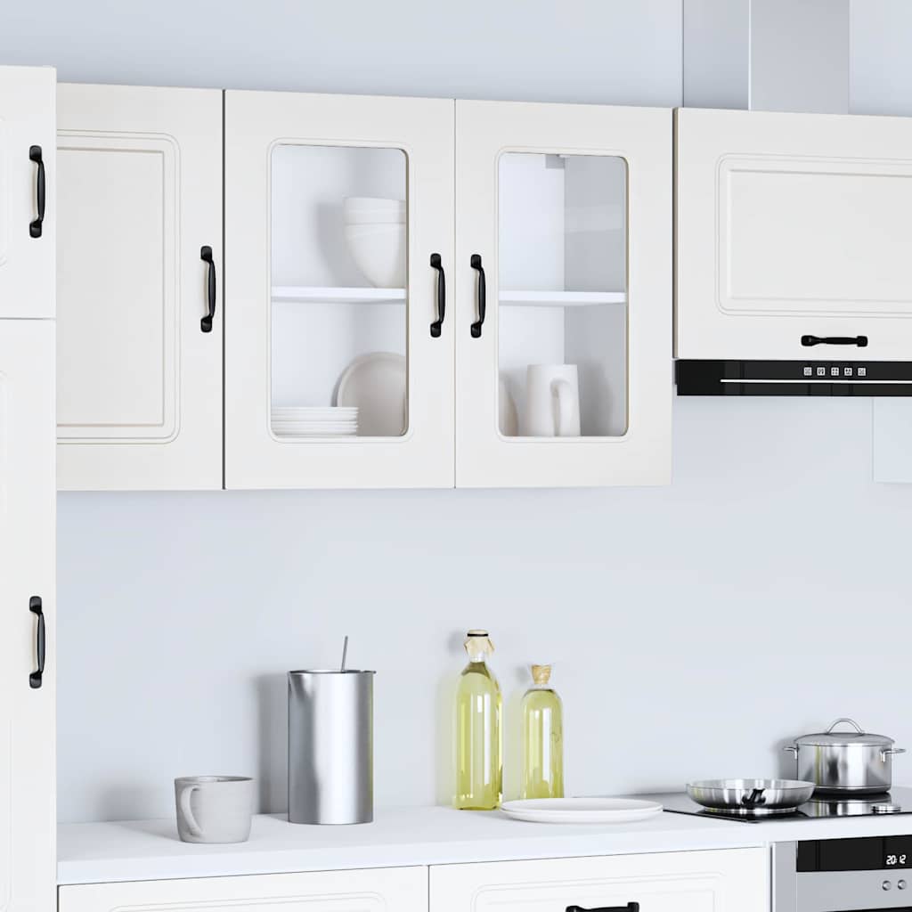 Pensile da Cucina con Porta in Vetro Kalmar Bianco Truciolato 853607