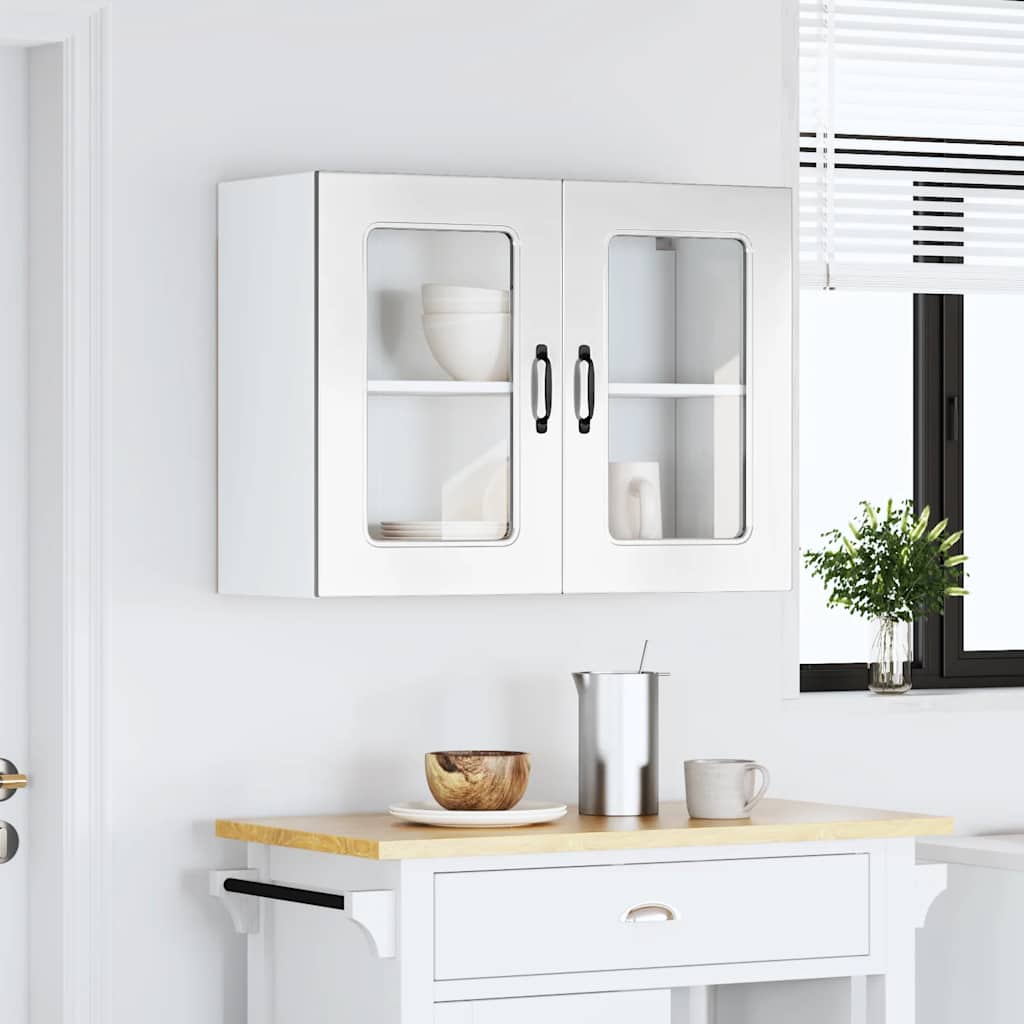 Pensile da Cucina con Porta in Vetro Kalmar Bianco Lucido 853609