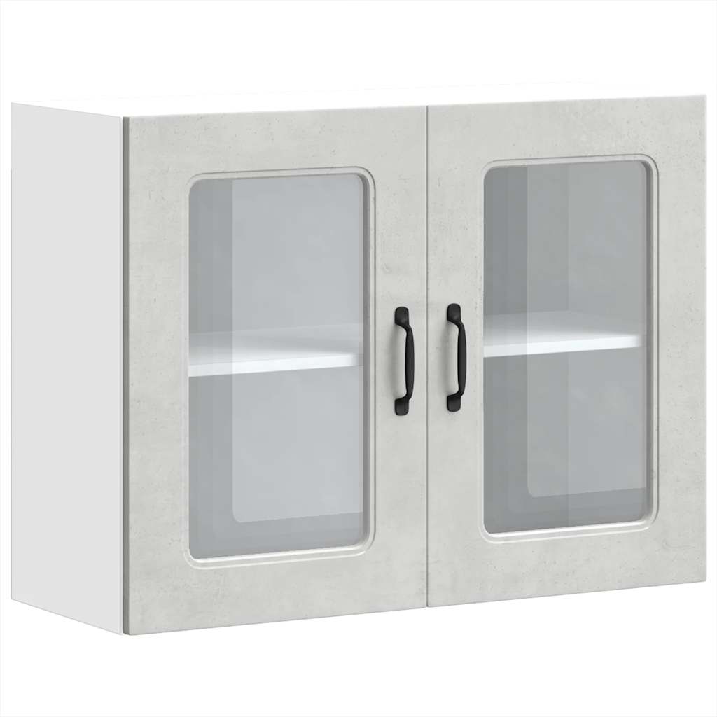 Pensile da Cucina con Porta in Vetro-Mobile Cucina da Parete Kalmar Grigio Cemento 392042