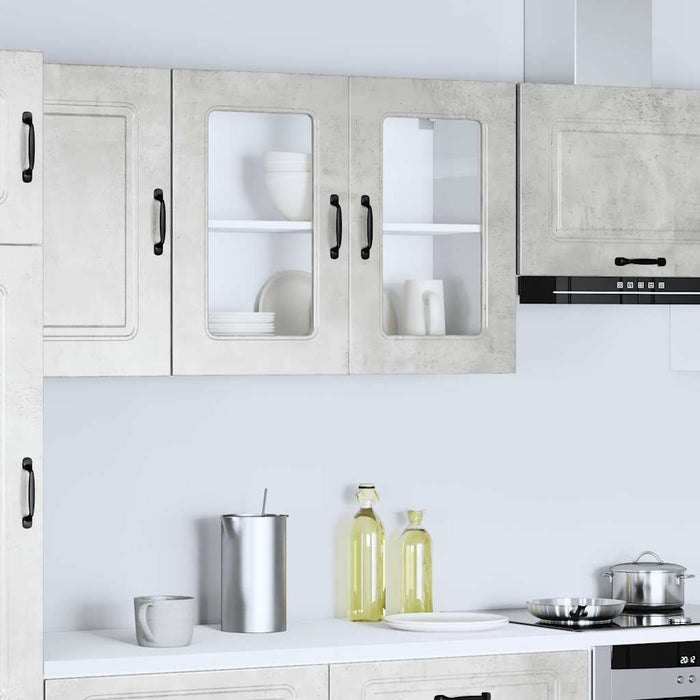 Pensile da Cucina con Porta in Vetro Kalmar Grigio Cemento 853611