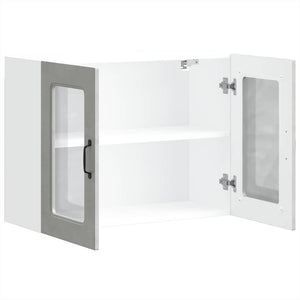 Pensile da Cucina con Porta in Vetro Kalmar Grigio Cemento 853611