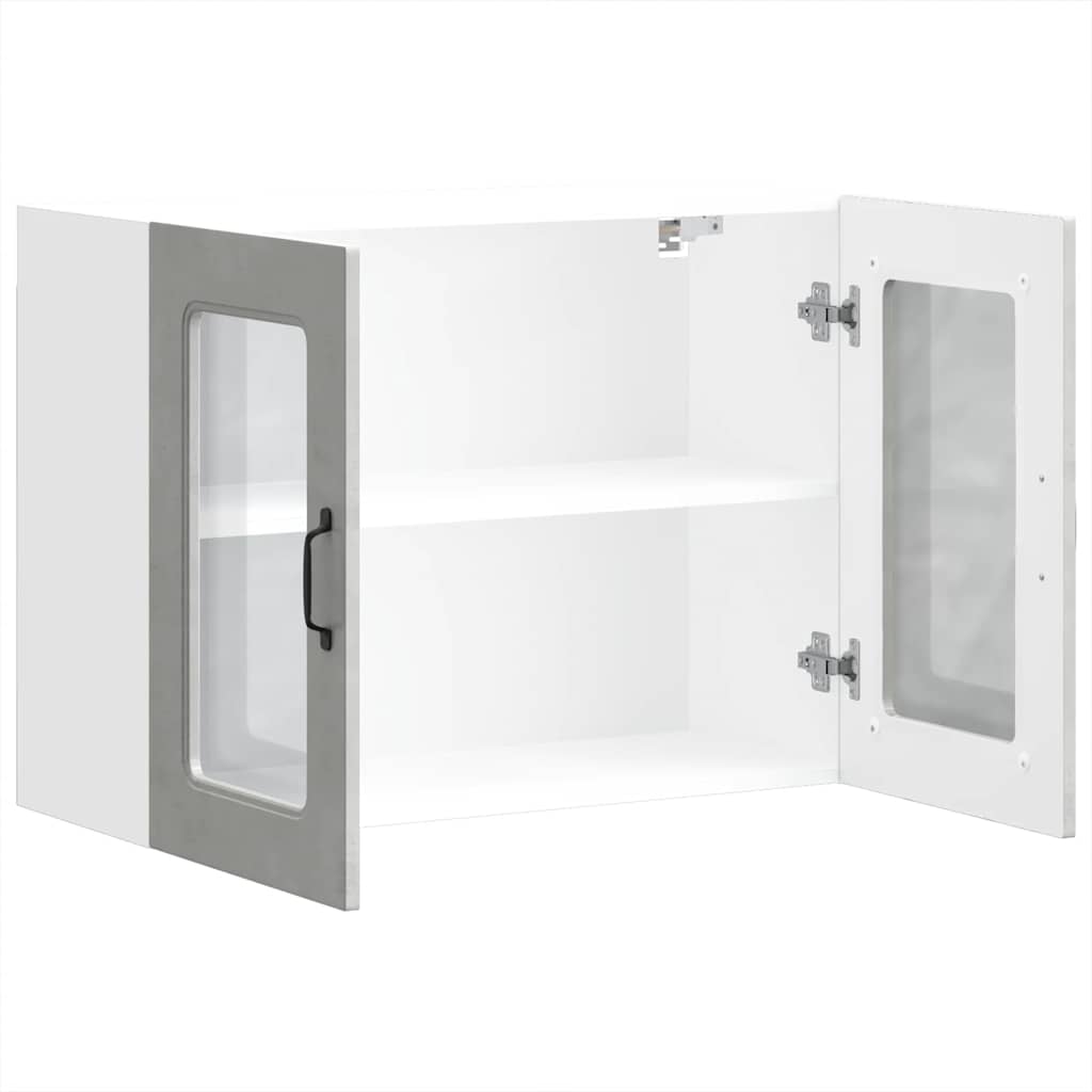 Pensile da Cucina con Porta in Vetro-Mobile Cucina da Parete Kalmar Grigio Cemento 392042