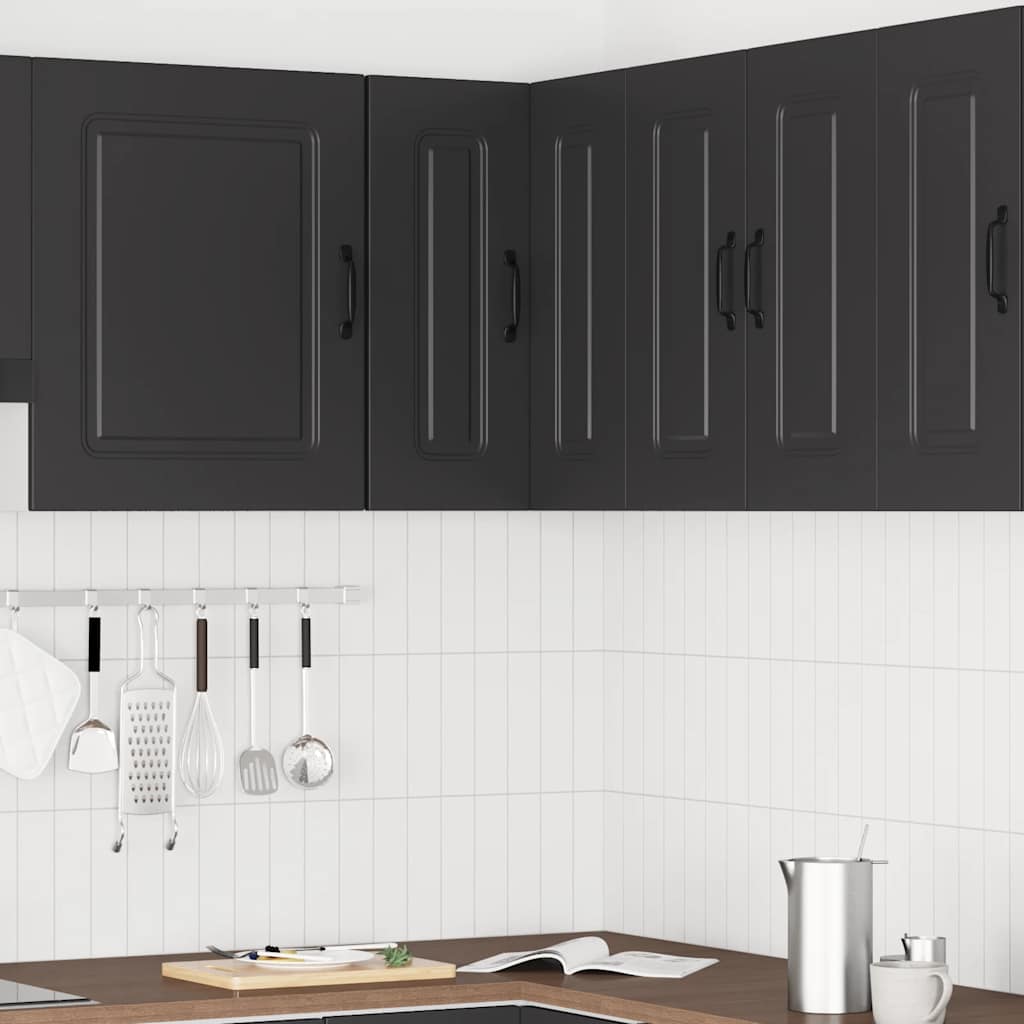 Pensile da Cucina ad Angolo-Mobile Cucina da Parete Kalmar Nero in Legno Multistrato