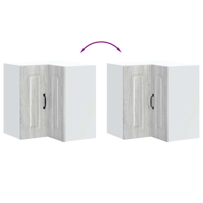 Pensile da Cucina ad Angolo-Mobile Cucina da Parete Kalmar Grigio Sonoma in Truciolato