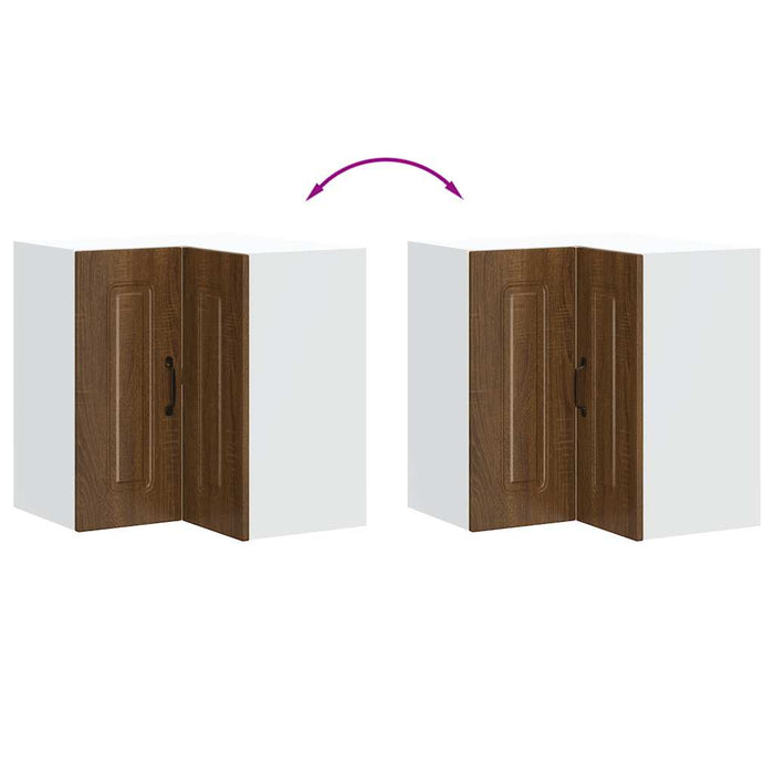 Pensile da Cucina ad Angolo-Mobile Cucina da Parete Kalmar Rovere Marrone in Truciolato