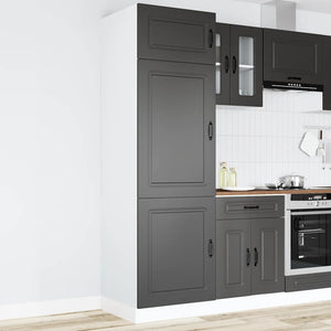 Armadio da Cucina-Credenza da Cucina Kalmar Nero in Legno Multistrato
