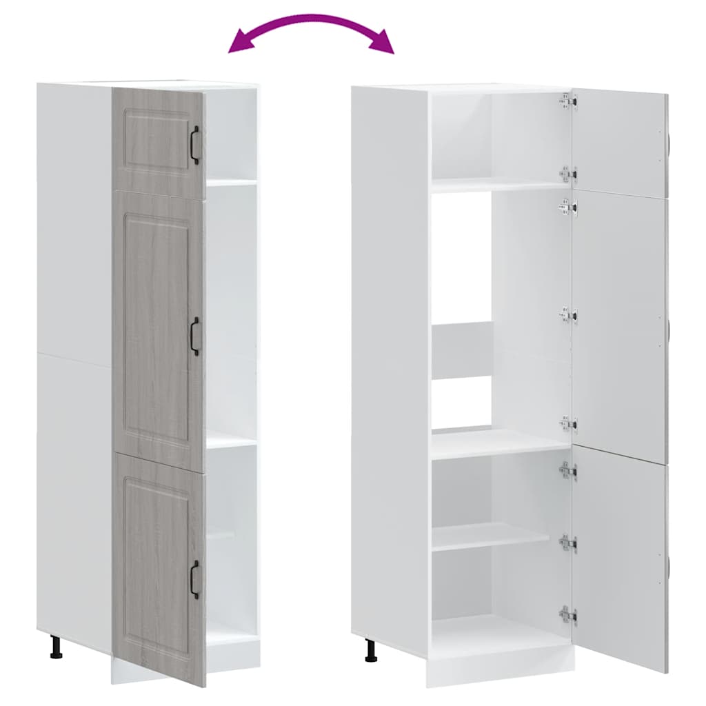 Armadio da Cucina-Credenza da Cucina Kalmar Grigio Sonoma in Legno Multistrato