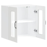 Pensile da Cucina con Porta in Vetro Kalmar Bianco Truciolato 853667