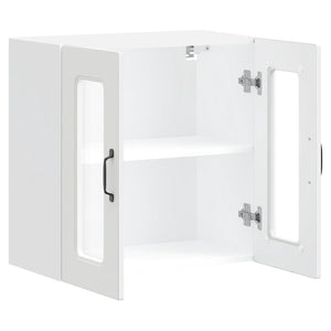 Pensile da Cucina con Porta in Vetro-Mobile Cucina da Parete Kalmar Bianco Truciolato 498032