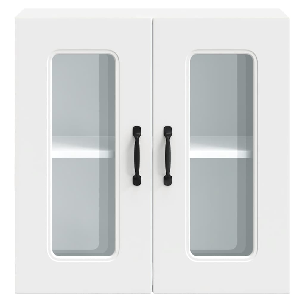 Pensile da Cucina con Porta in Vetro-Mobile Cucina da Parete Kalmar Bianco Truciolato 498032