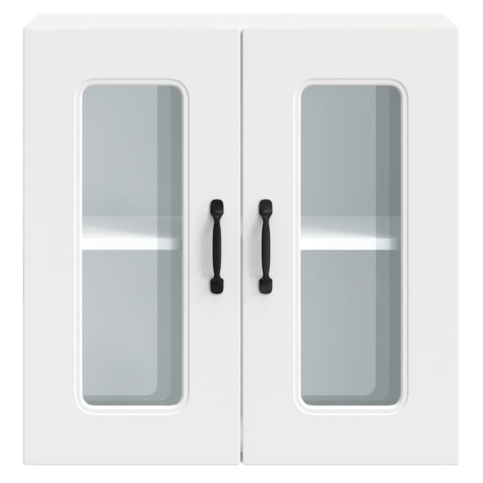 Pensile da Cucina con Porta in Vetro-Mobile Cucina da Parete Kalmar Bianco Truciolato 498032