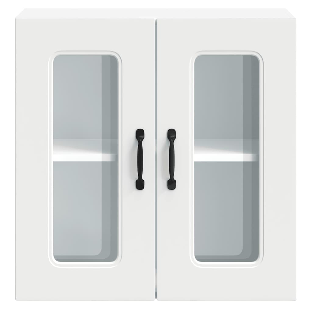 Pensile da Cucina con Porta in Vetro Kalmar Bianco Truciolato 853667