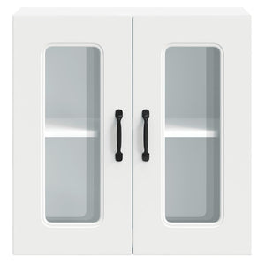 Pensile da Cucina con Porta in Vetro Kalmar Bianco Truciolato 853667