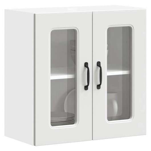 Pensile da Cucina con Porta in Vetro-Mobile Cucina da Parete Kalmar Bianco Truciolato 498032