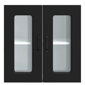 Pensile da Cucina con Porta in Vetro Kalmar Nero Truciolato 853668