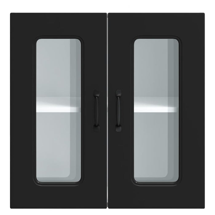 Pensile da Cucina con Porta in Vetro Kalmar Nero Truciolato 853668