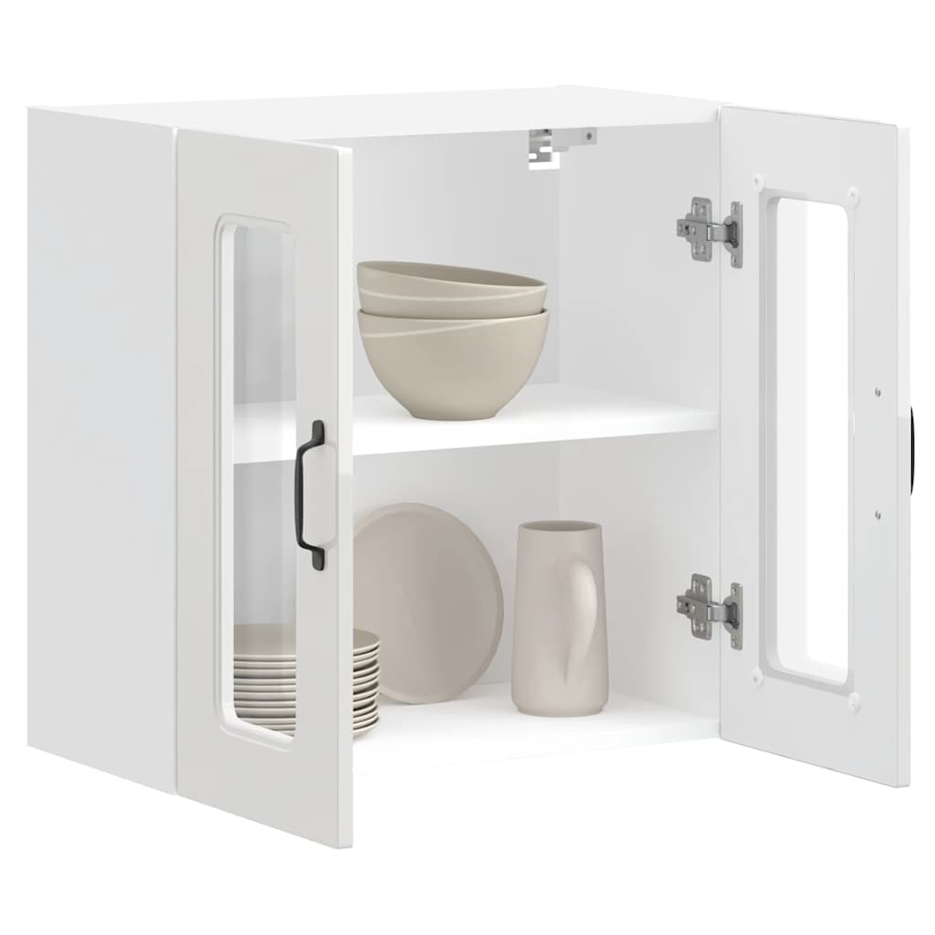 Pensile da Cucina con Porta in Vetro Kalmar Bianco Lucido 853669