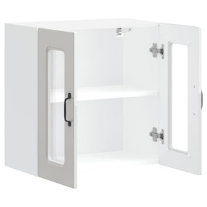 vidaXL Pensile da Cucina con Porta in Vetro Kalmar Bianco Lucido