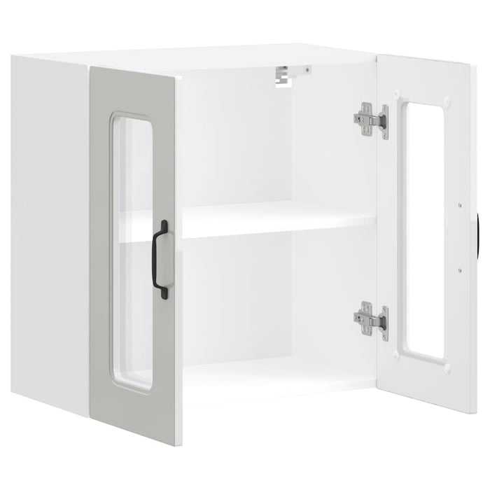 vidaXL Pensile da Cucina con Porta in Vetro Kalmar Bianco Lucido