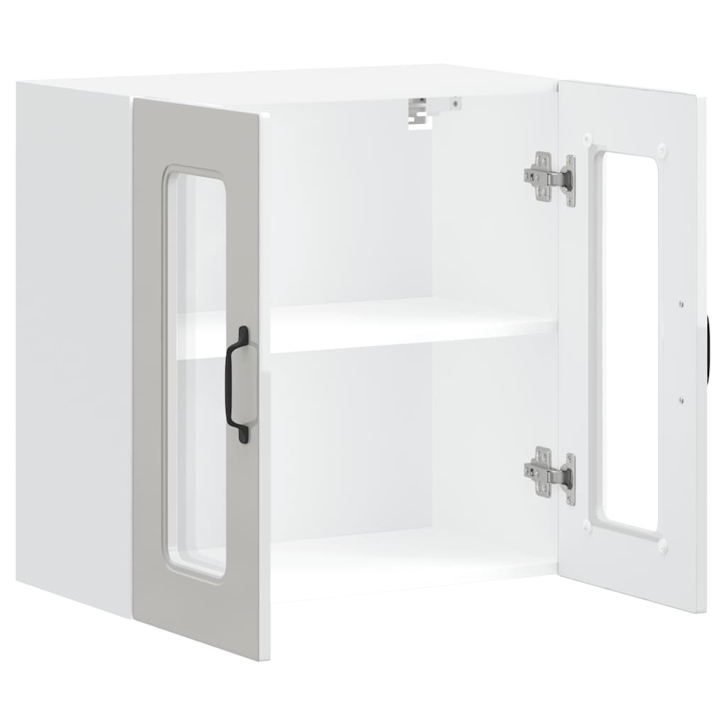 Pensile da Cucina con Porta in Vetro Kalmar Bianco Lucido 853669