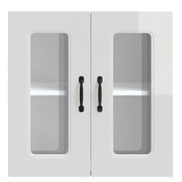 vidaXL Pensile da Cucina con Porta in Vetro Kalmar Bianco Lucido