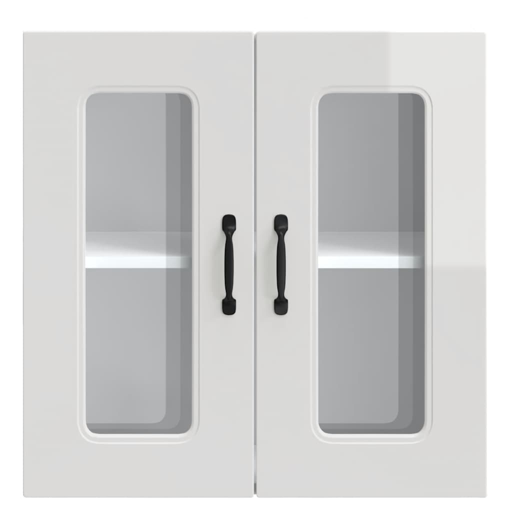 Pensile da Cucina con Porta in Vetro Kalmar Bianco Lucido 853669