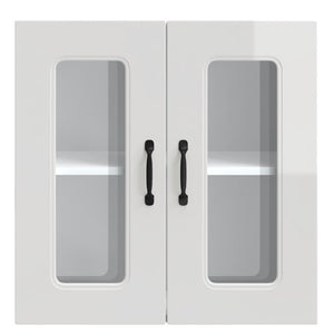 Pensile da Cucina con Porta in Vetro Kalmar Bianco Lucido 853669