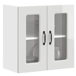 Pensile da Cucina con Porta in Vetro Kalmar Bianco Lucido 853669