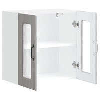 Pensile da Cucina con Porta in Vetro-Mobile Cucina da Parete Kalmar Grigio Sonoma 323352