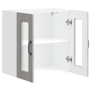 Pensile da Cucina con Porta in Vetro-Mobile Cucina da Parete Kalmar Grigio Sonoma 323352